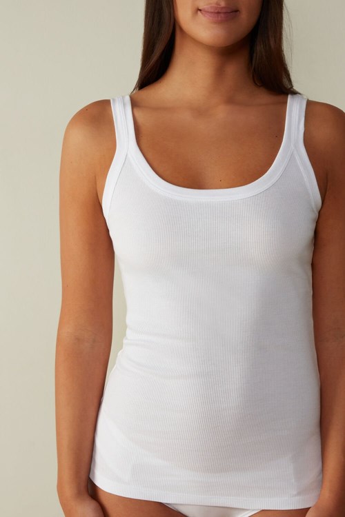 001 - White Intimissimi Tank Top in Supima® Cotton | HYIV-30498