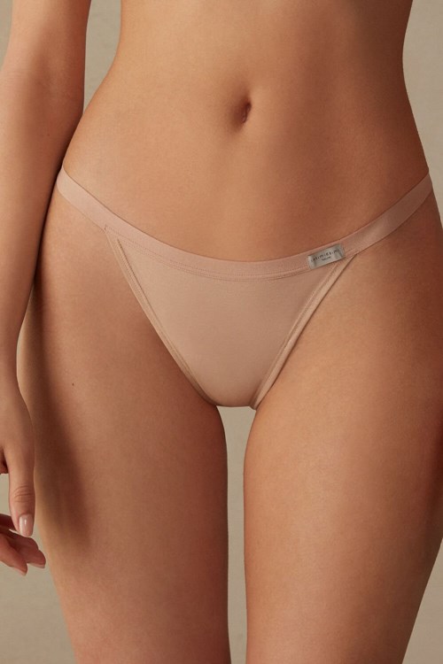 044 - Soft Beige Intimissimi String Thong in Cotton | XQTS-89062