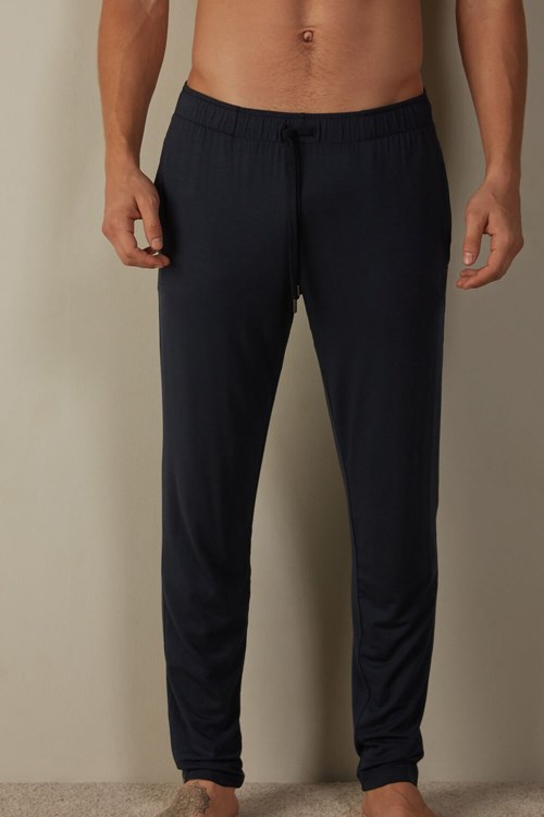 800 - Midnight Blue Intimissimi Silk and Modal Trousers | YTPC-94025