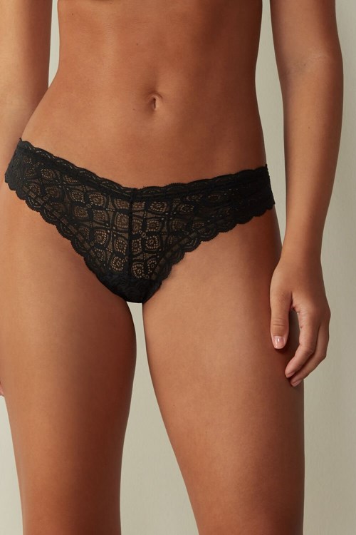 Black - 019 - Black Intimissimi 80s-style Lace Brazilian | TCGU-02894