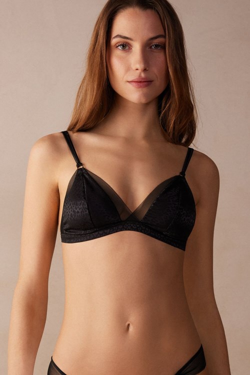 Black - 019 - Black Intimissimi Cool Minimal Emma Triangle Bra | XKFH-75632