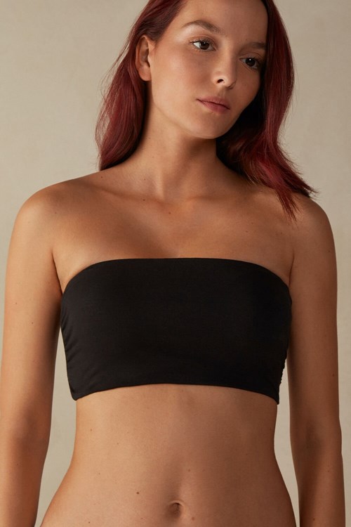 Black - 019 - Black Intimissimi Cotton Bra Top | NBKE-41986