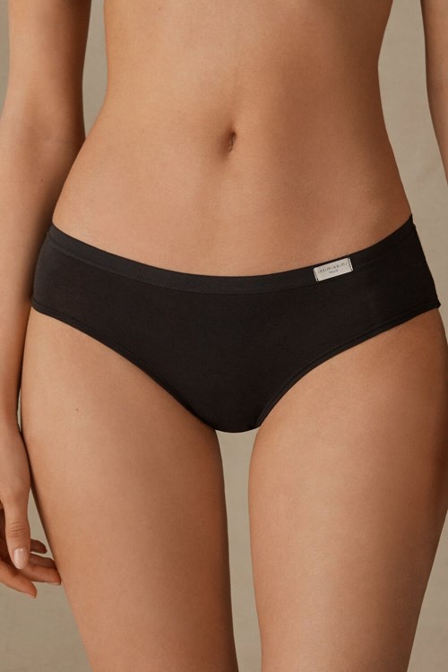 Black - 019 - Black Intimissimi Cozy Panties in Cotton | PZUF-12807