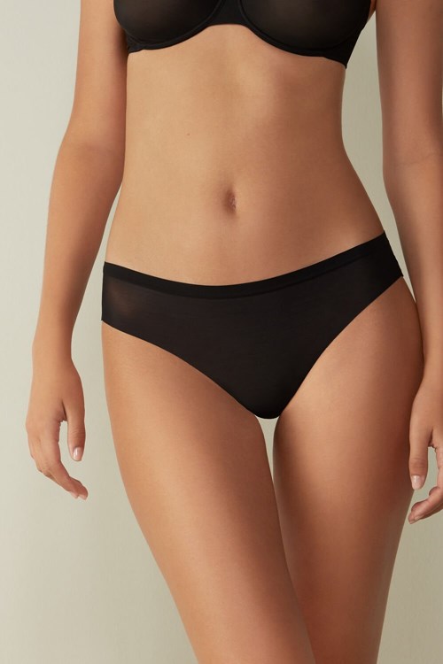 Black - 019 - Black Intimissimi Invisible Touch Brazilian Panties | ADCG-06384