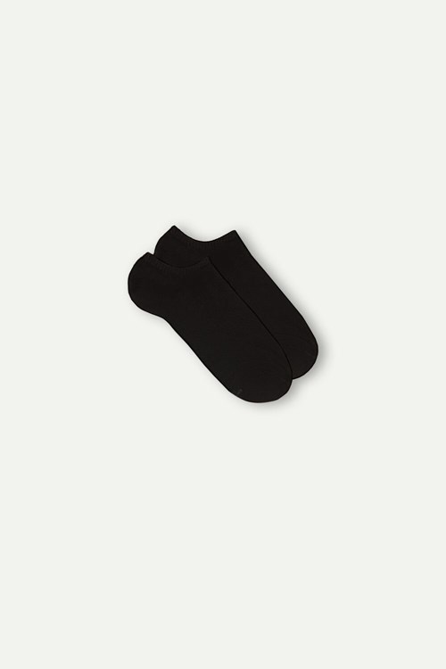 Black - 019 - Black Intimissimi No-show Socks in Terrycloth | DQJT-10293