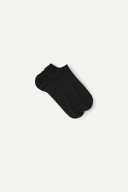 Black - 019 - Black Intimissimi No-show Socks in Supima® Cotton | ZHQU-83926