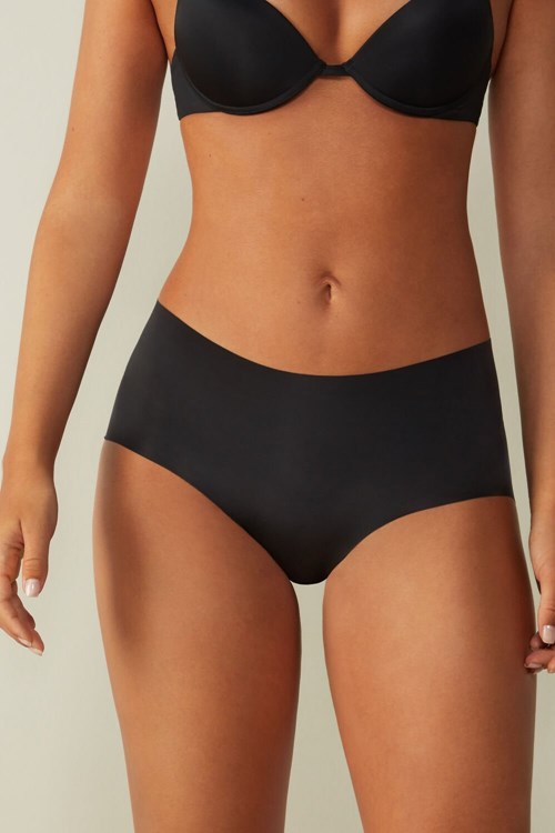 Black - 019 - Black Intimissimi Seamless Microfiber Hipster | ISNU-30458