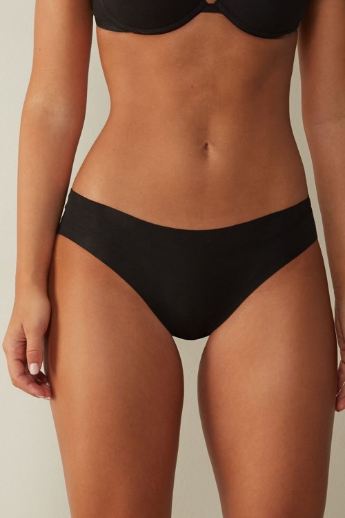 Black - 019 - Black Intimissimi Seamless Supima® Cotton Panties | VXET-82761