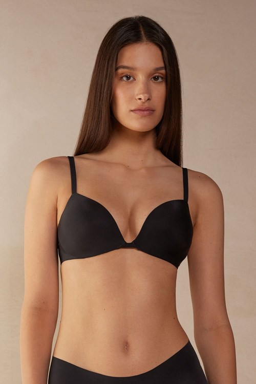 Black - 019 - Black Intimissimi Silvia Push-up Bra in Ultralight Microfiber | IWED-23968