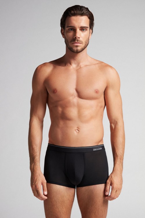 Black - 019 - Black Intimissimi Super Fresh Micro-mesh Boxers | TBZX-58467