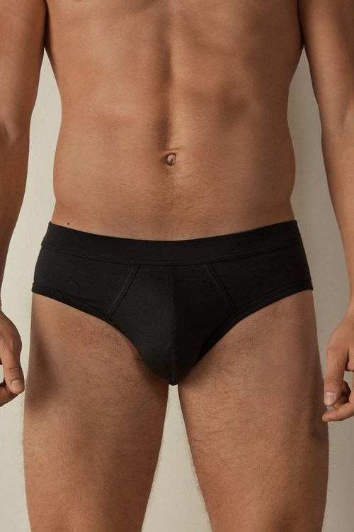 Black - 019 - Black Intimissimi Supima® Cotton Briefs | IEFO-21853