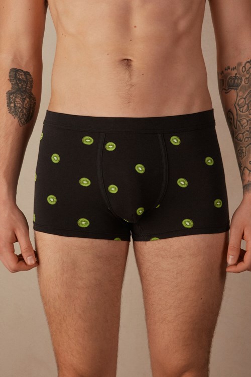 Black - 316j - Black Kiwi Print Intimissimi Kiwi Boxers in Natural Fresh Supima® Cotton | ABWU-31240