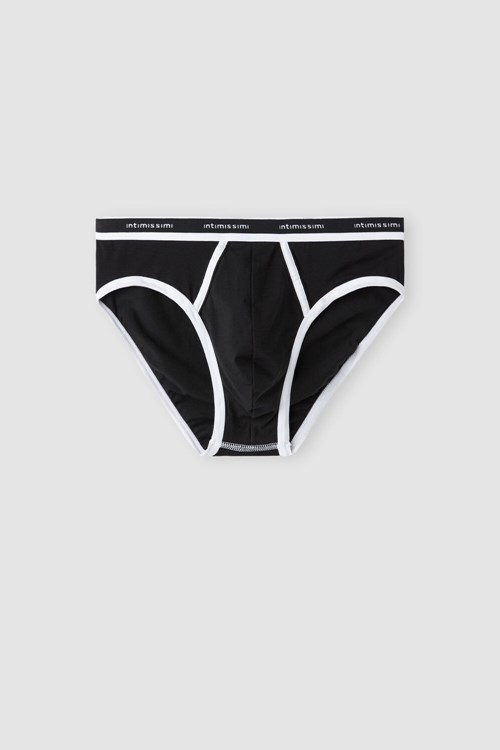 Black - 661i - Black / White Intimissimi Natural Fresh Supima® Cotton Briefs with Logo | ZOSB-37281