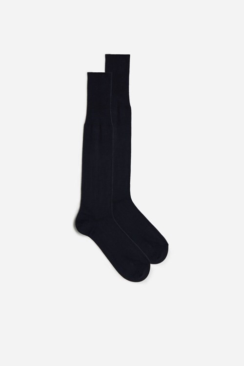 Blue - 016 - Blue Intimissimi Tall Cashmere-Silk-Cotton Blend Socks | RXMI-92746