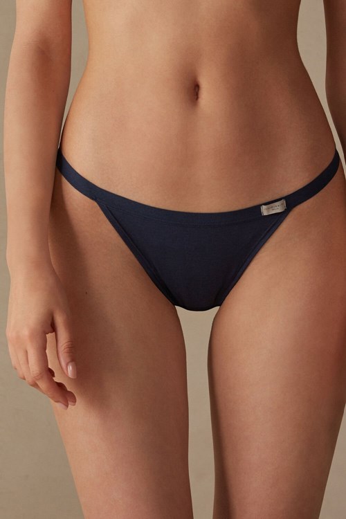 Blue - 1467 - Intense Blue Intimissimi String Thong in Cotton | VLMD-31428