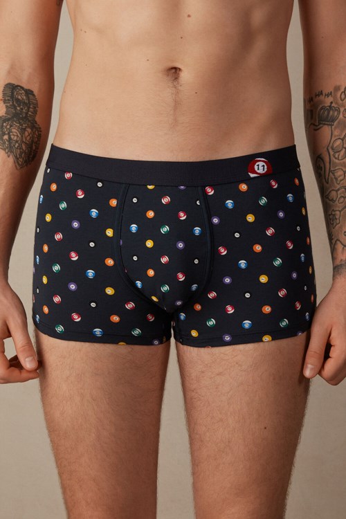 Blue - 179j - Midnight Blue Billiards Print Intimissimi Billiard Boxers in Stretch Supima® Cotton | MSUX-09624