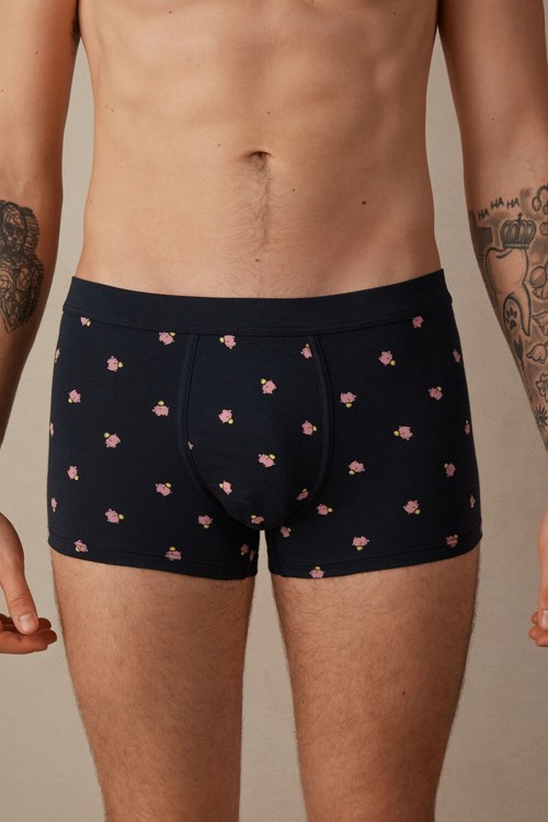 Blue - 182j - Midnight Blue Piggy Bank Print Intimissimi Piggy Bank Boxers in Stretch Supima® Cotton | DYKZ-36407