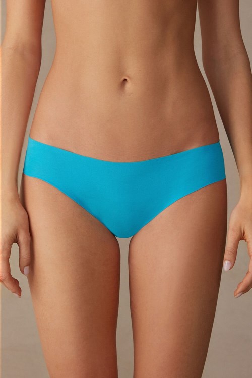 Blue - 210j - Digital Turquoise Intimissimi Seamless Supima® Cotton Panties | KNYI-19876