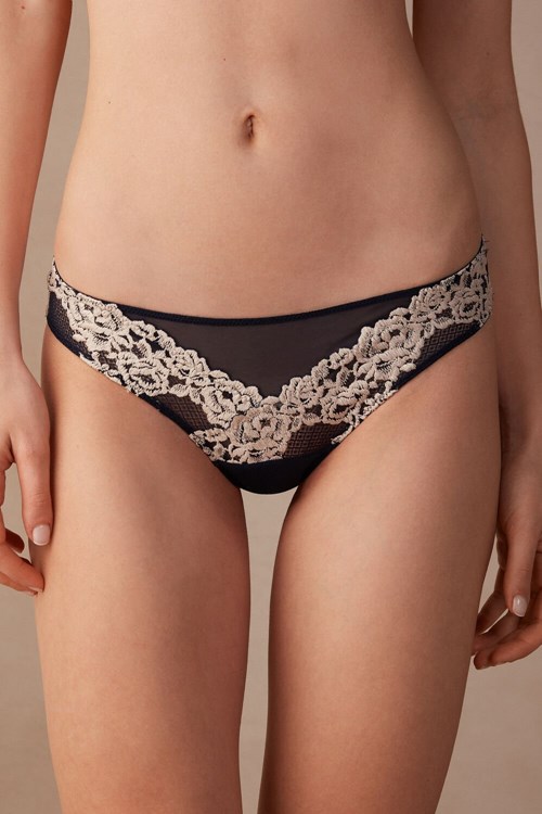 Blue - 347i - Deep Blue / Vanilla Intimissimi Pretty Flowers Brazilian | MBVR-38091