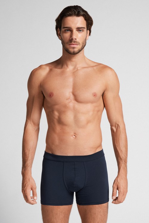 Blue - 800 - Midnight Blue Intimissimi Supima® Cotton Loose Fit Boxers | KVWN-68517