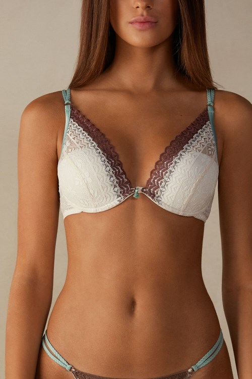 Brown - 992i - Vanilla / Nutmeg Brown Intimissimi Spices Garden Elena Balconette Bra | ZMGE-51370