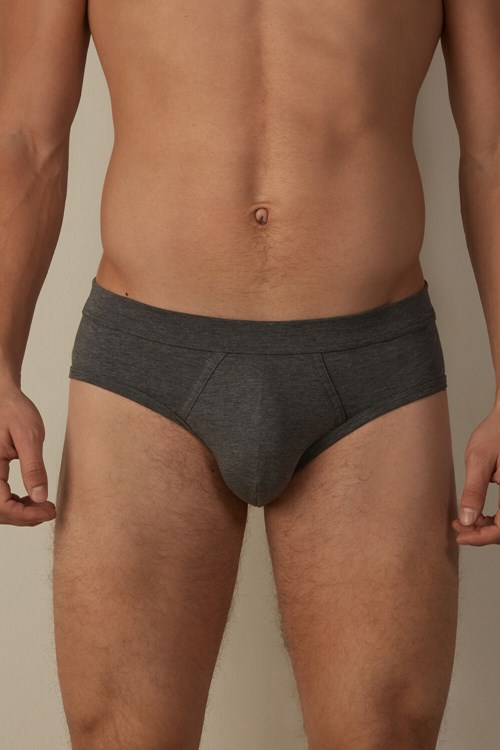 Dark Grey - 5227 - Heathered Graphite Grey Intimissimi Supima® Cotton Briefs | BETV-49728