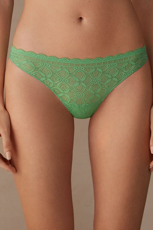 Green - 218j - Apple Mint Intimissimi Lace and Microfiber Brazilian | POCR-30795