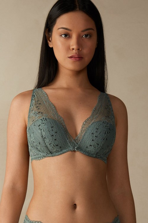 Green - 991i - Jade Green Intimissimi Prairie Bouquet Giorgia Balconette Bra | CIZO-86915