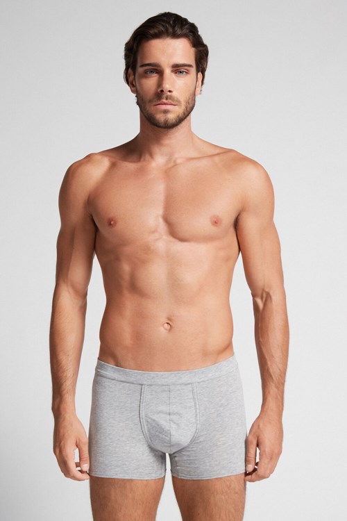 Grey - 031 - Light Heathered Grey Intimissimi Natural Fresh Supima® Cotton Boxers | CYRJ-65328