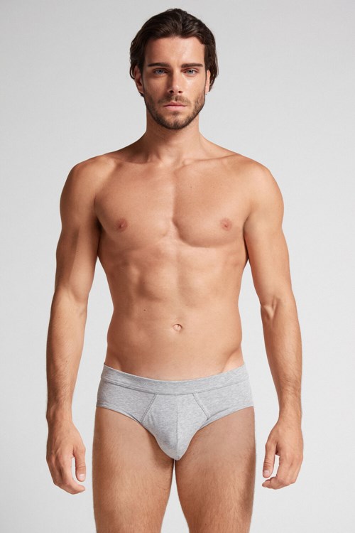 Grey - 031 - Light Heathered Grey Intimissimi Supima® Cotton Briefs | GXPQ-61087