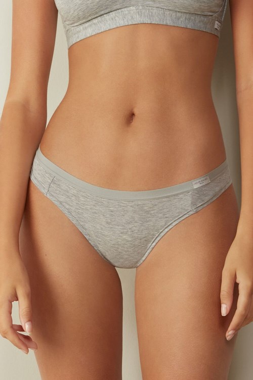 Grey - 031 - Light Heathered Grey Intimissimi Cotton Brazilian | SCRV-54613