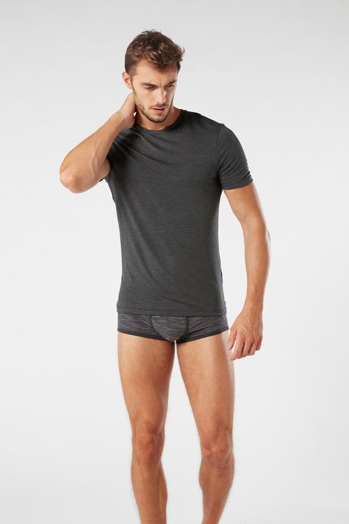 Grey - 040 - Dark Grey Blend Intimissimi Modal and Silk T-shirt | CIUM-37810