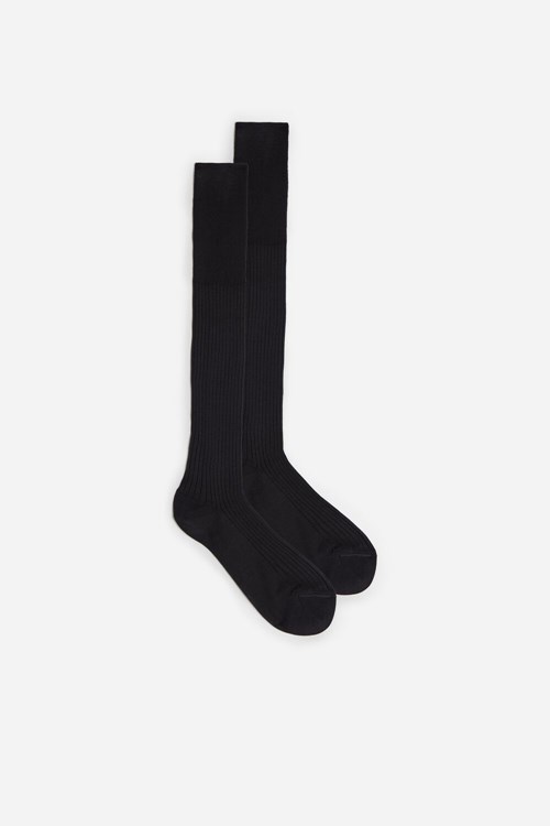 Grey - 780 - Anthracite Intimissimi Tall Ribbed Egyptian Cotton Socks | SDIU-21609