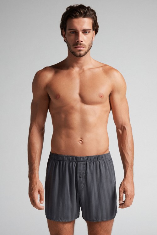 Grey - 816i - Gray Intimissimi Woven Modal Boxers | IERD-92574