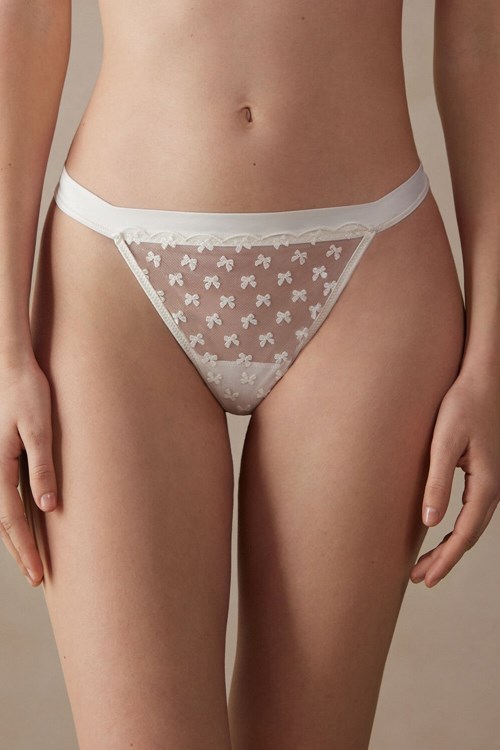 Ivory - 2127 - Talc White Intimissimi Love Cadeau String Thong | SGJT-71294