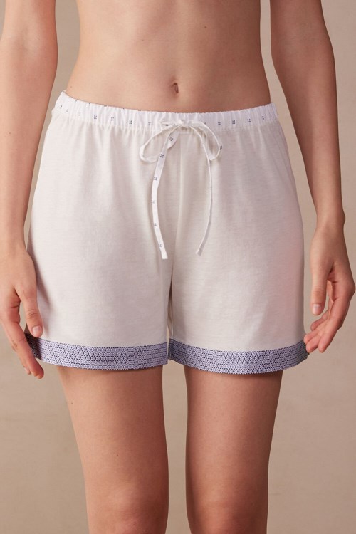 Ivory - 2127 - Talc White Intimissimi Santorini View Ultrafresh Supima® Cotton Shorts | CSVD-95423