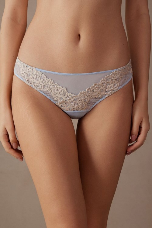 Light Blue - 217j - Airy Blue / Ivory Intimissimi Pretty Flowers Brazilian | GZUO-19650