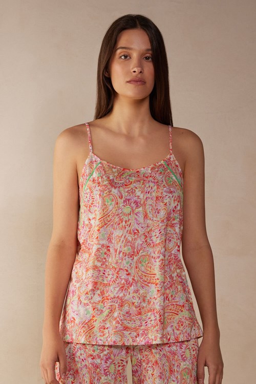 Multicolor - 240j - Summer Cashmere Print Intimissimi Summer Journey Ultrafresh Supima® Cotton Top | XQDH-43108