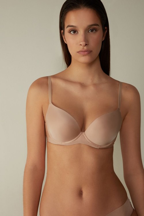 Natural - 044 - Soft Beige Intimissimi Irina Microfiber Balconette Bra | AKUP-16397