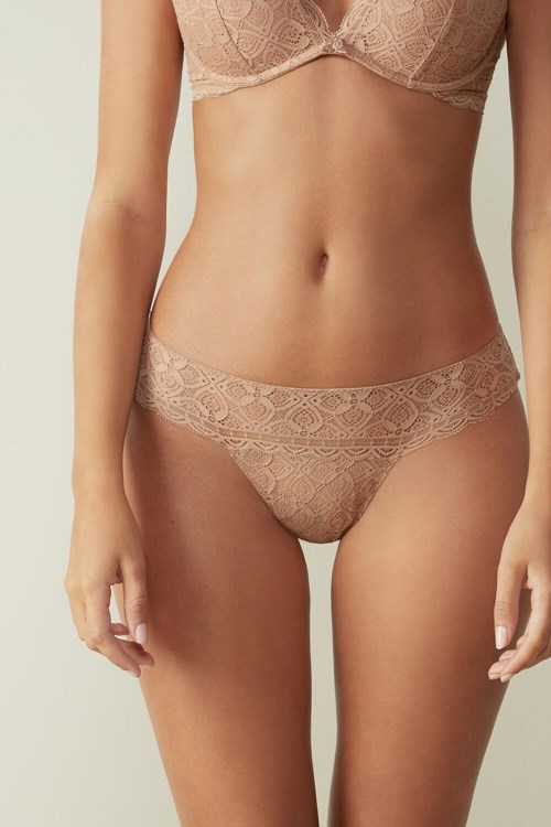 Natural - 044 - Soft Beige Intimissimi Lace Brazilian | PWBI-20793