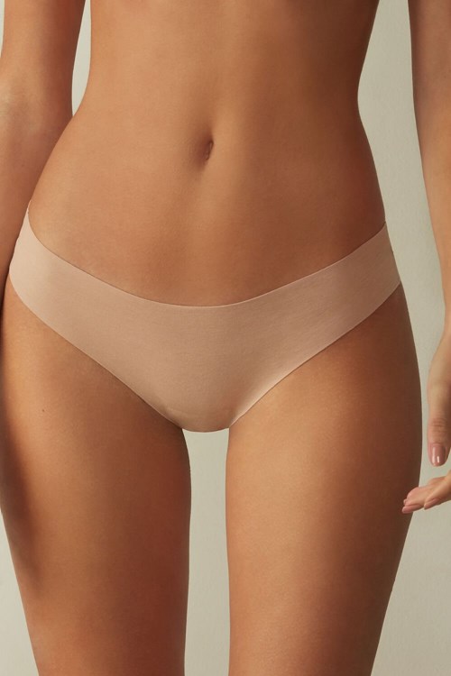 Natural - 044 - Soft Beige Intimissimi Seamless Supima® Cotton Brazilian Panties | WLPS-61540