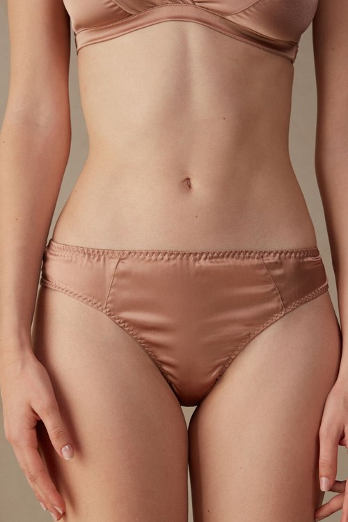 Natural - 163i - Satin Pink Intimissimi Silk Cheeky Briefs | DILS-30628