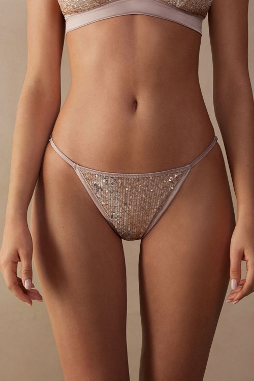 Natural - 237j - Natural / Silver Intimissimi Glistening Charme String Brazilian | DHQS-47306