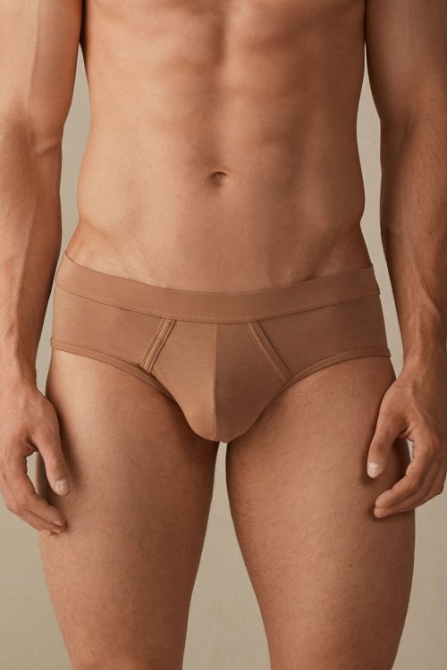 Natural - 417i - Medium Beige Intimissimi Natural Fresh Supima® Cotton Briefs | GXFC-35017