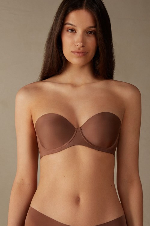 Natural - 502i - Dark Beige Intimissimi Giada Microfiber Bandeau Bra | KYCR-97503