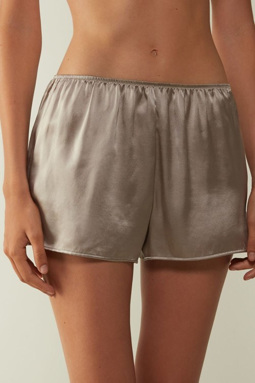 Natural - 651i - Powder Beige Intimissimi Smooth Silk-Satin Shorts | OHDG-73049