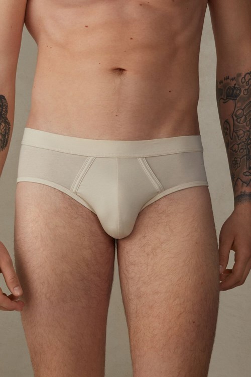 Natural - 721i - Rope Beige Intimissimi Natural Fresh Supima® Cotton Briefs | XQYW-03421