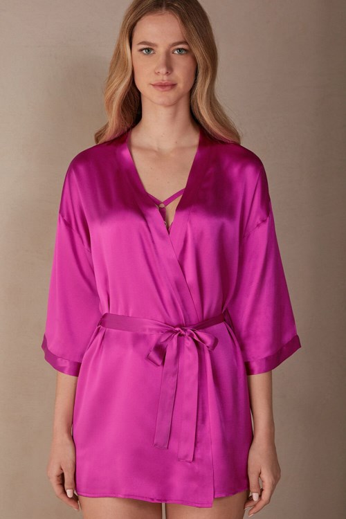 Pink - 206j - Valentine Pink Intimissimi Silk Kimono | HVRK-47290