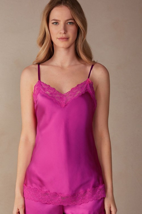 Pink - 206j - Valentine Pink Intimissimi Lace and Silk Top | IVUZ-04526