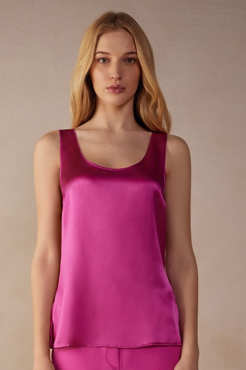 Pink - 206j - Valentine Pink Intimissimi Silk and Modal Tank Top | NALK-28651